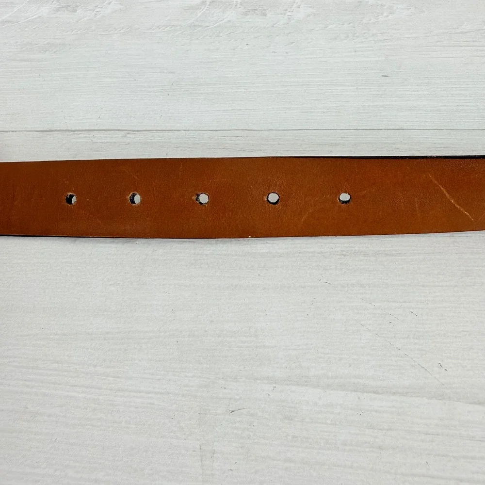 Allen Edmonds Italian Calfskin Leather Belt Mens 42 Cognac‎ Brown Perforated